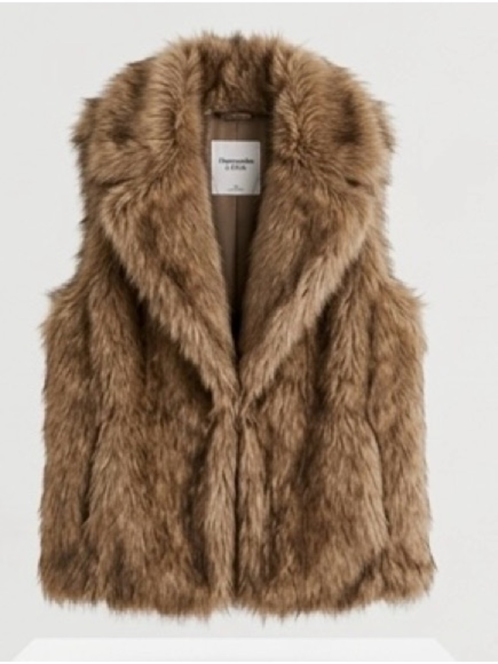 Abercrombie & Fitch Faux Fur Vest in Taupe Brown